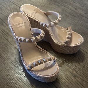 Carmen Sol Women's Beige Studded Platform Sandals